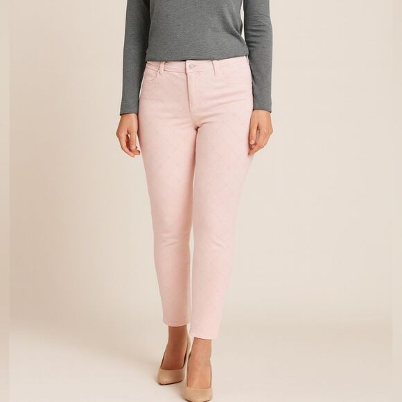 Liz Claiborne | Pastel Pink embroidered Mid Rise Skinny Michaela Jeans Size 12 - Picture 1 of 9